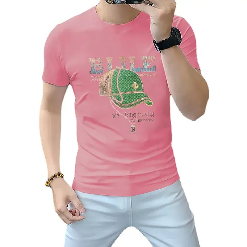 Men Red Blue Graphic T-Shirt Short Sleeve Summer - Image 11
