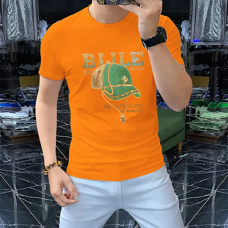 Men Red Blue Graphic T-Shirt Short Sleeve Summer - Image 5