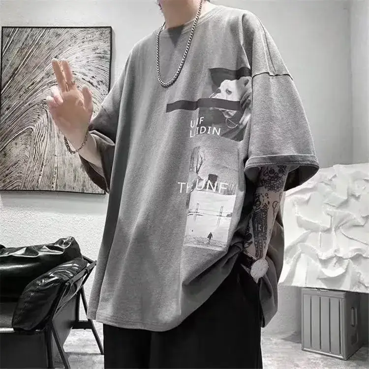 Harajuku T-Shirt Black Loose Fit Summer Men