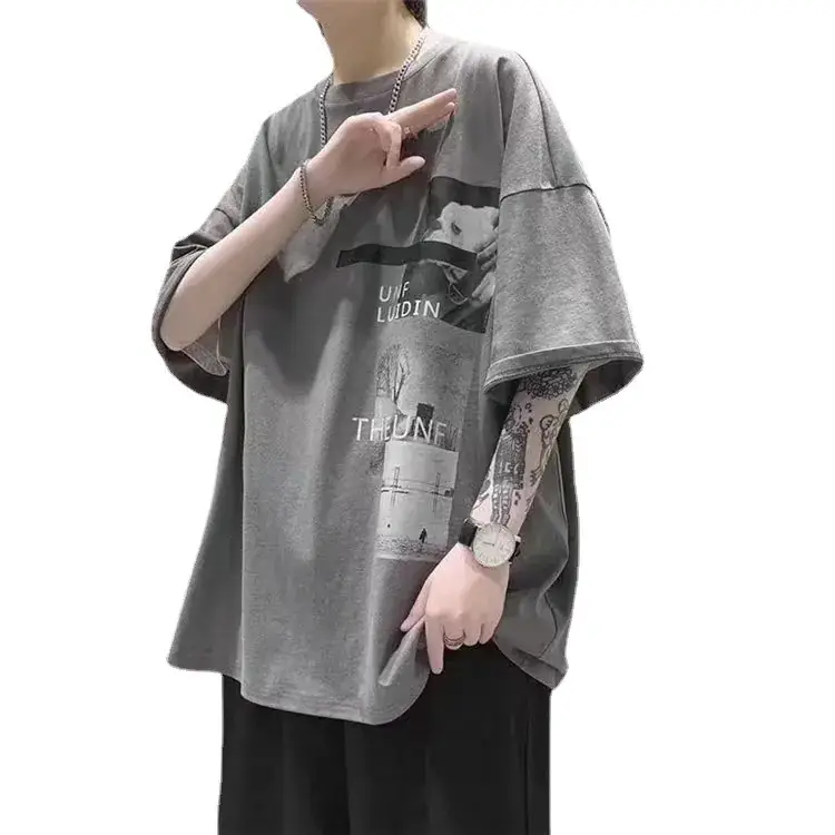 Harajuku T-Shirt Black Loose Fit Summer Men
