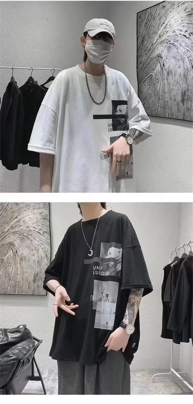 Harajuku T-Shirt Black Loose Fit Summer Men — feature 1