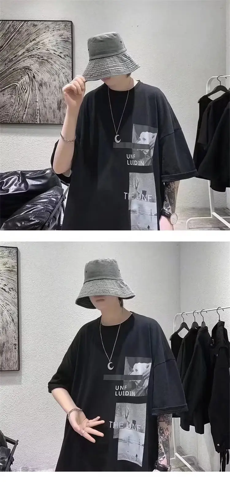 Harajuku T-Shirt Black Loose Fit Summer Men — feature 11