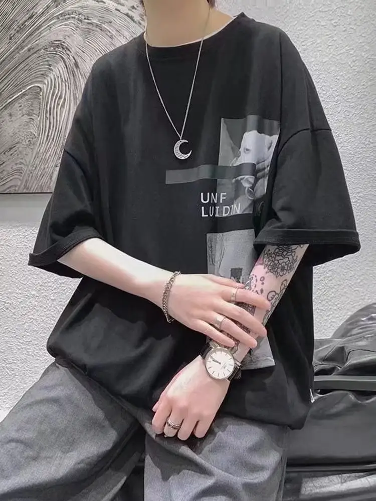 Harajuku T-Shirt Black Loose Fit Summer Men — feature 13