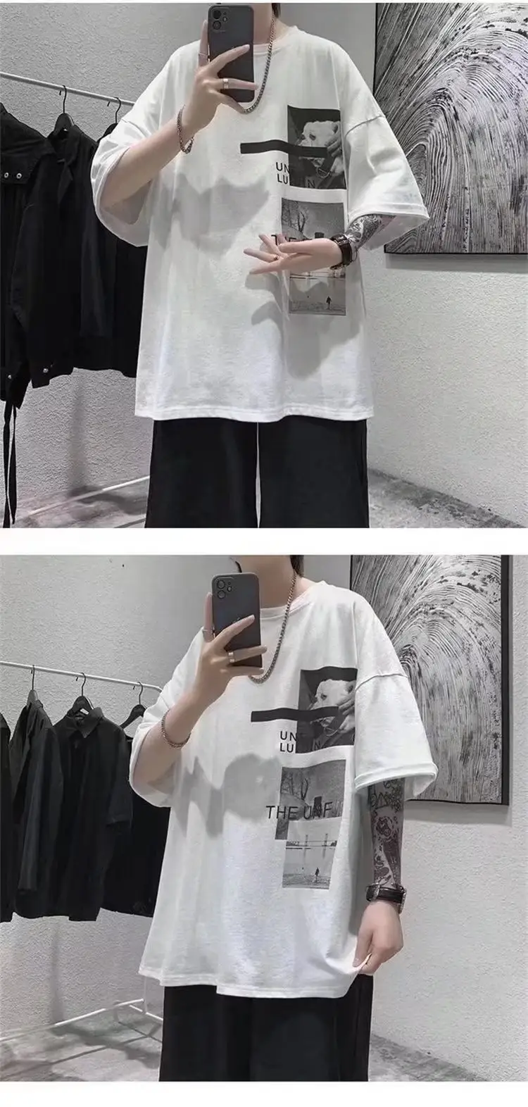 Harajuku T-Shirt Black Loose Fit Summer Men — feature 3