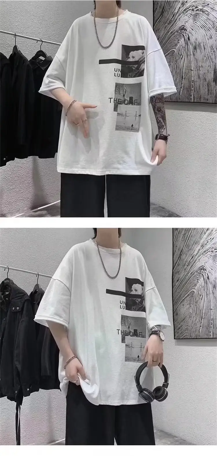 Harajuku T-Shirt Black Loose Fit Summer Men — feature 4
