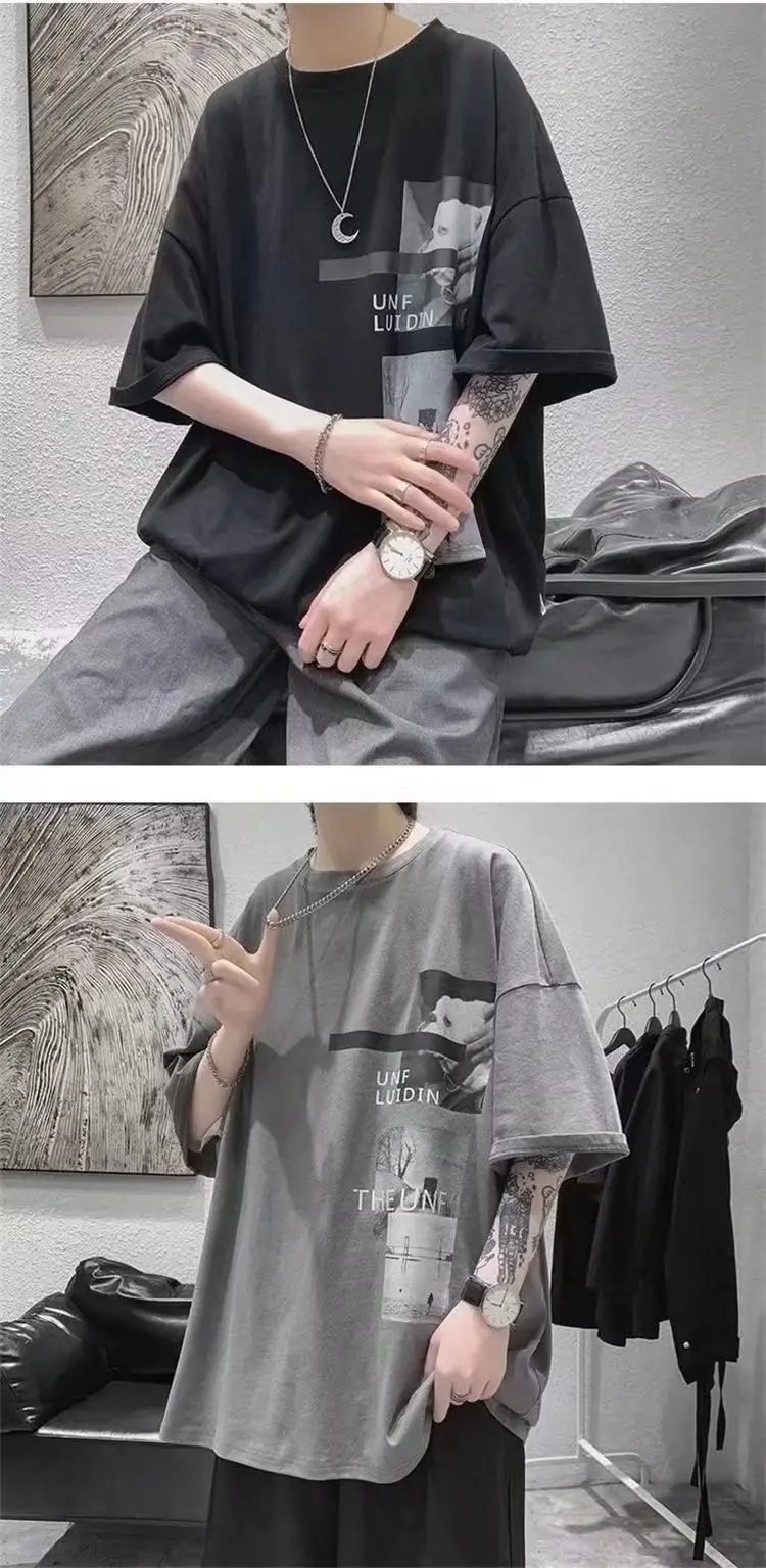Harajuku T-Shirt Black Loose Fit Summer Men — feature 6