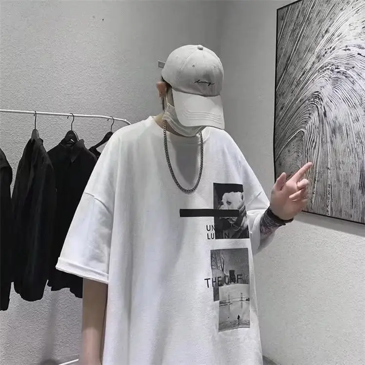 Harajuku T-Shirt Black Loose Fit Summer Men — feature 8