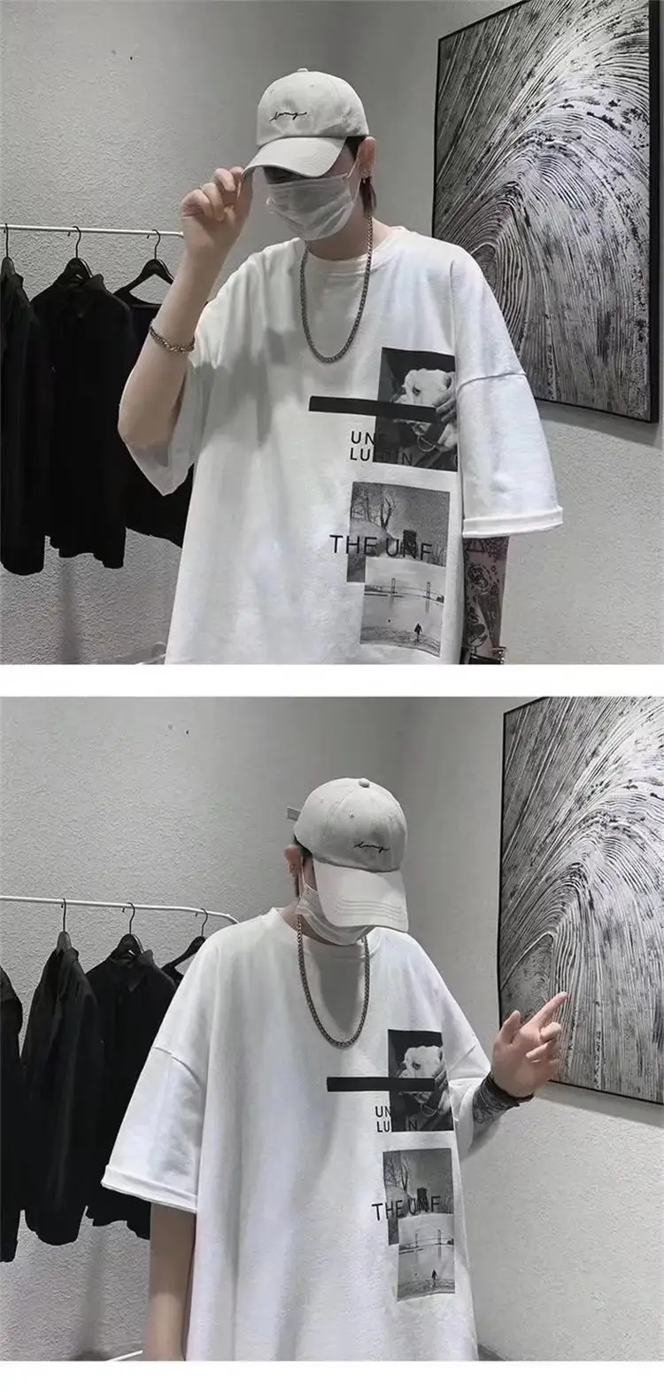 Harajuku T-Shirt Black Loose Fit Summer Men — feature 9