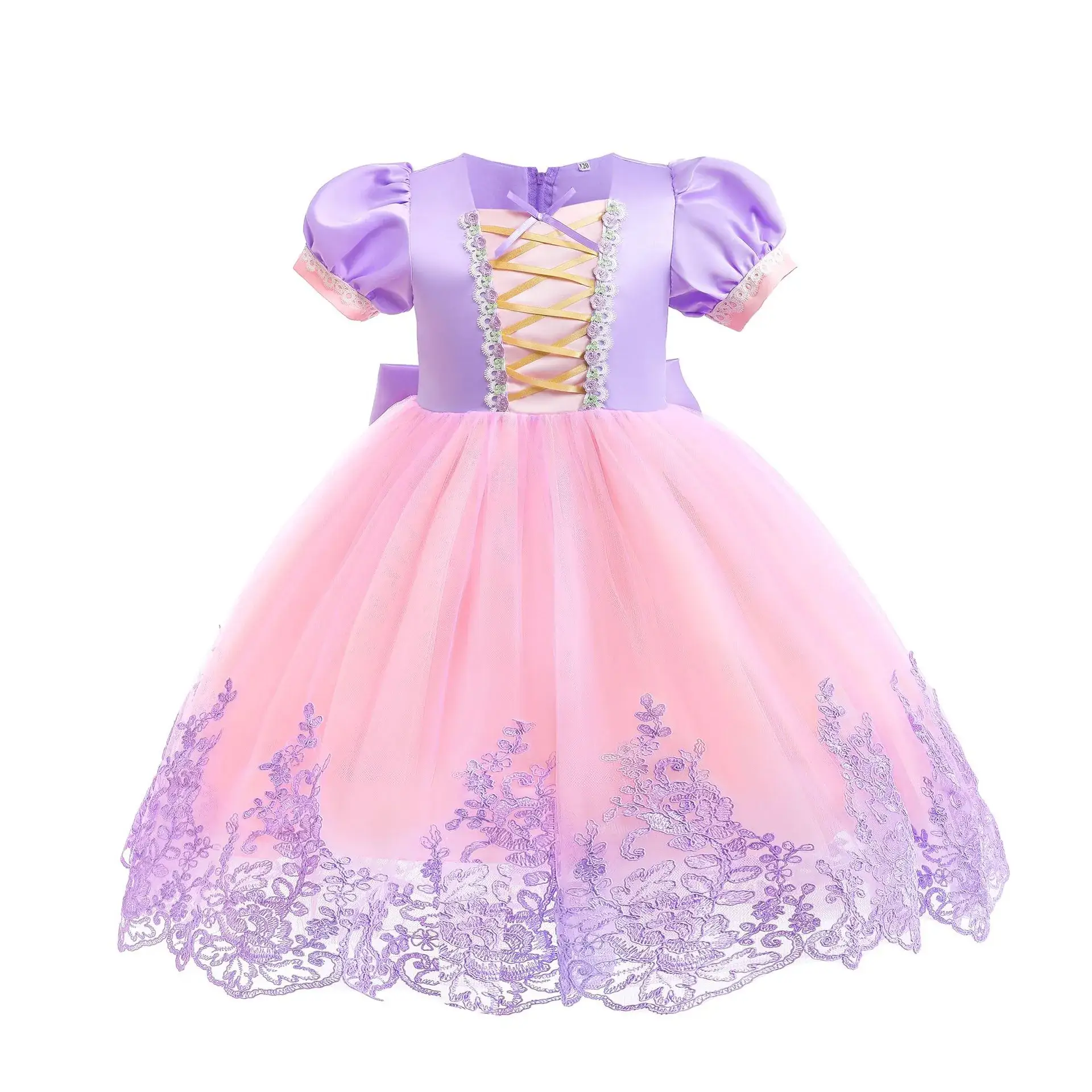 Purple Crystal Rapunzel Dress Mesh Bow Gown — feature 10