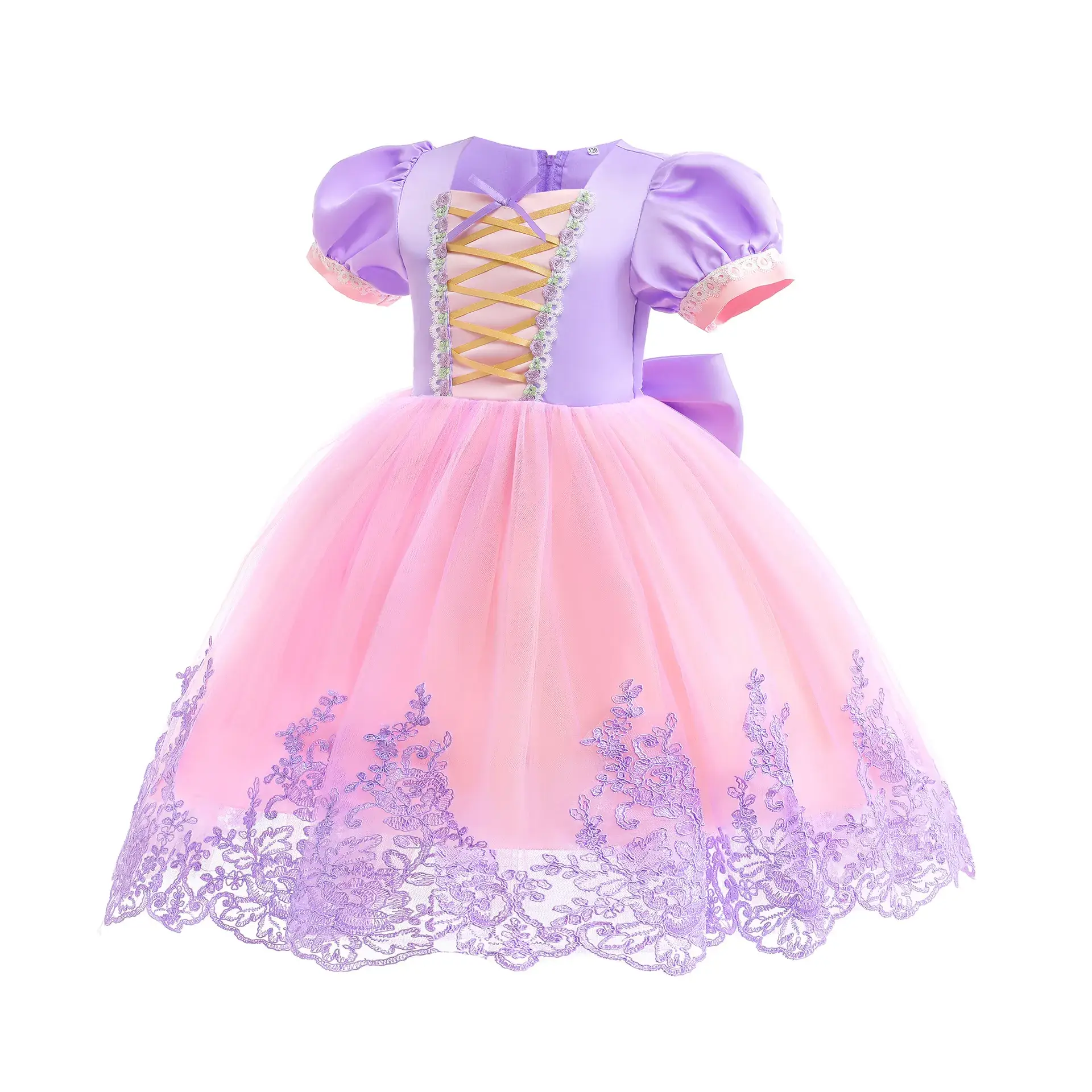 Purple Crystal Rapunzel Dress Mesh Bow Gown — feature 11