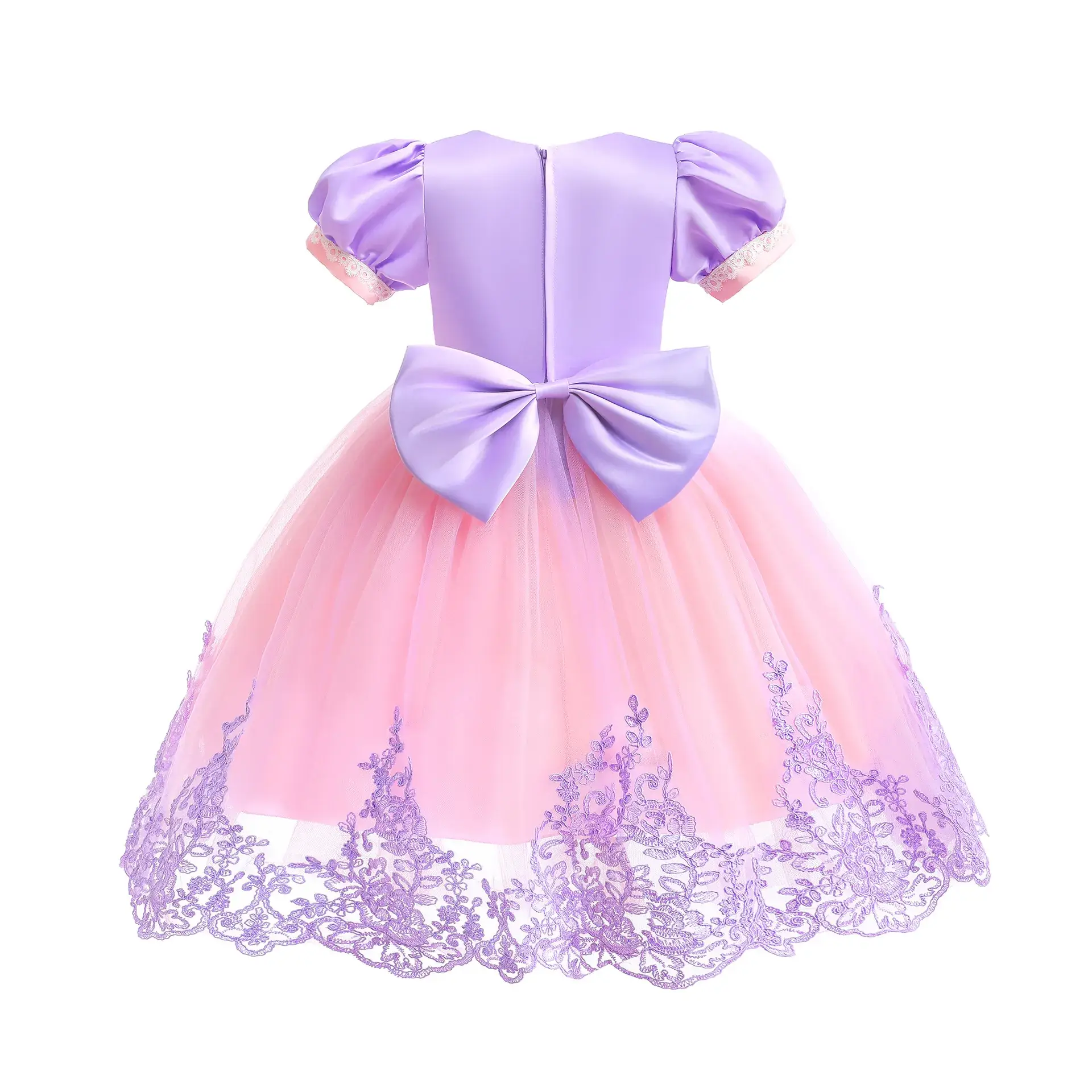 Purple Crystal Rapunzel Dress Mesh Bow Gown — feature 12