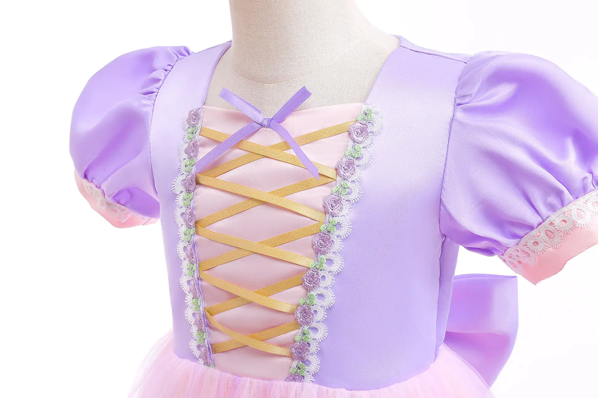 Purple Crystal Rapunzel Dress Mesh Bow Gown — feature 13