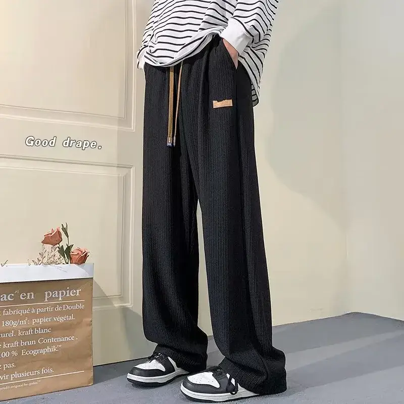 Men's Green Ice Silk Wide Leg Pants 2023 - Image 4