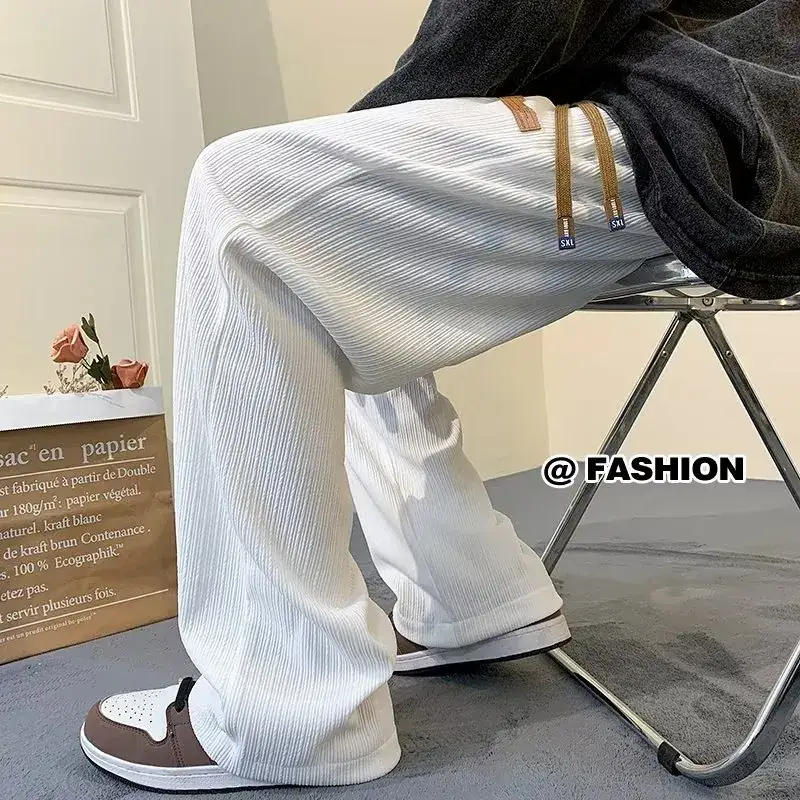 Men's Green Ice Silk Wide Leg Pants 2023 - Image 5
