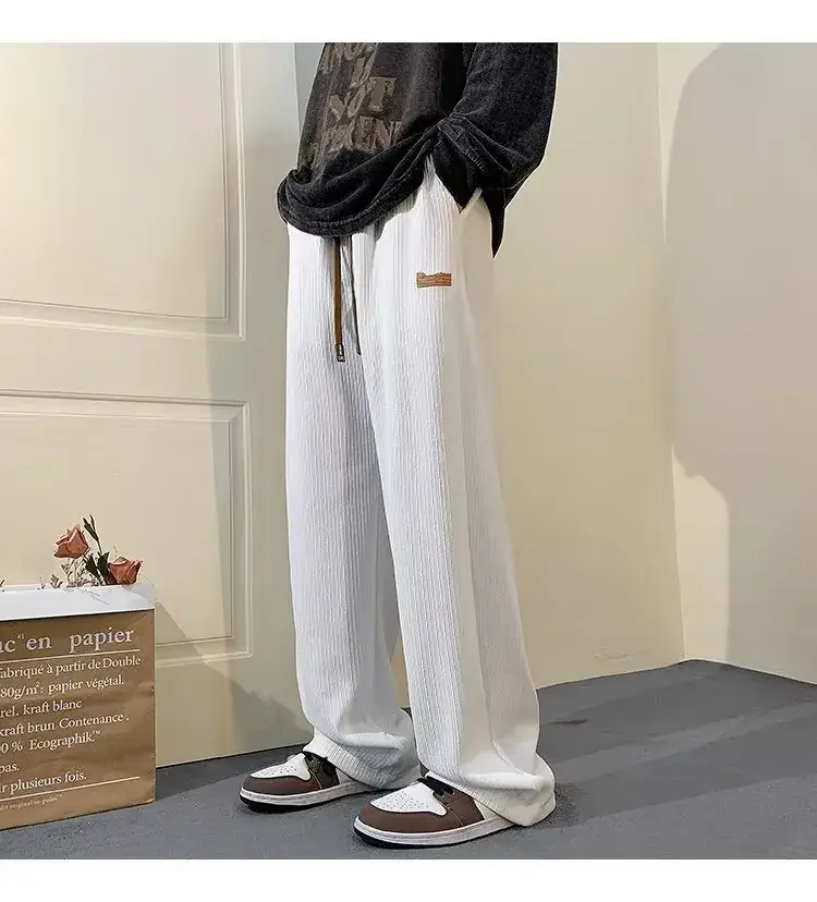 Men's Green Ice Silk Wide Leg Pants 2023 — feature 13