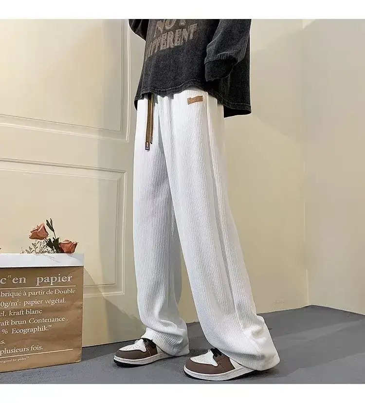 Men's Green Ice Silk Wide Leg Pants 2023 — feature 14