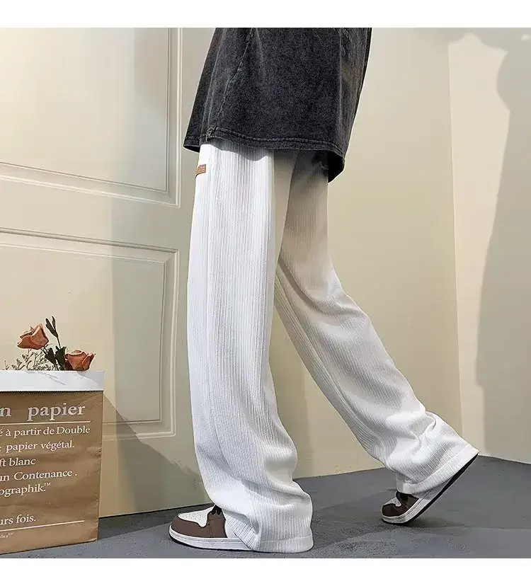 Men's Green Ice Silk Wide Leg Pants 2023 — feature 15