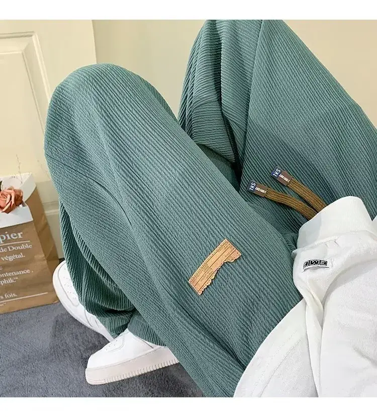 Men's Green Ice Silk Wide Leg Pants 2023 — feature 8