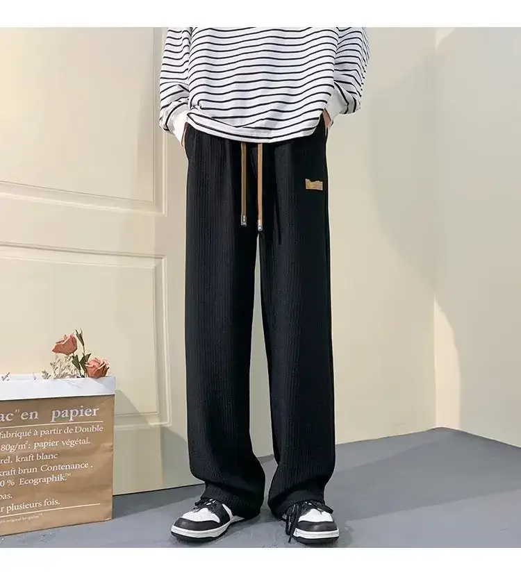 Men's Green Ice Silk Wide Leg Pants 2023 — feature 9