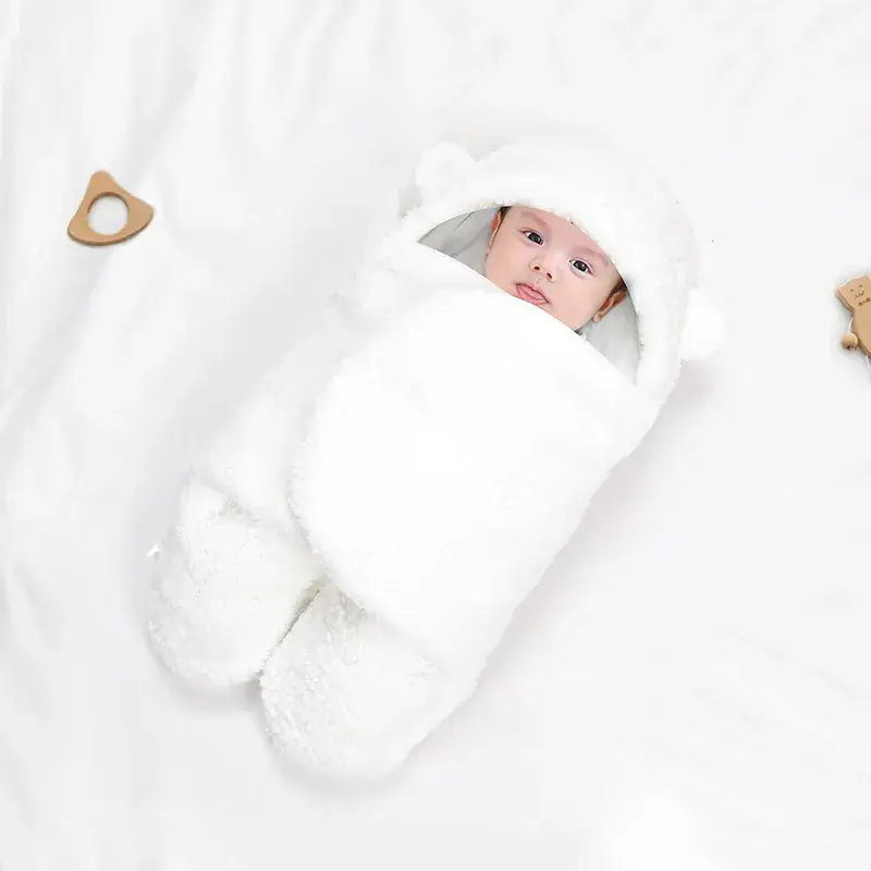 Baby Sleeping Bag White Soft Swaddle Universal Winter Autumn - Image 6