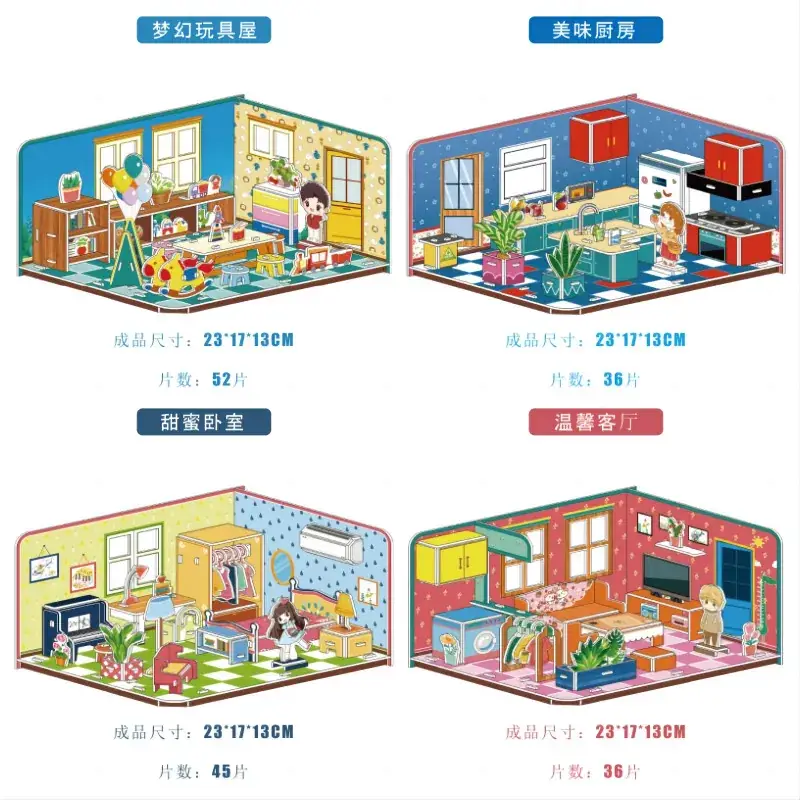 3D Cardboard Toy House for Girls 23x13cm - Image 10