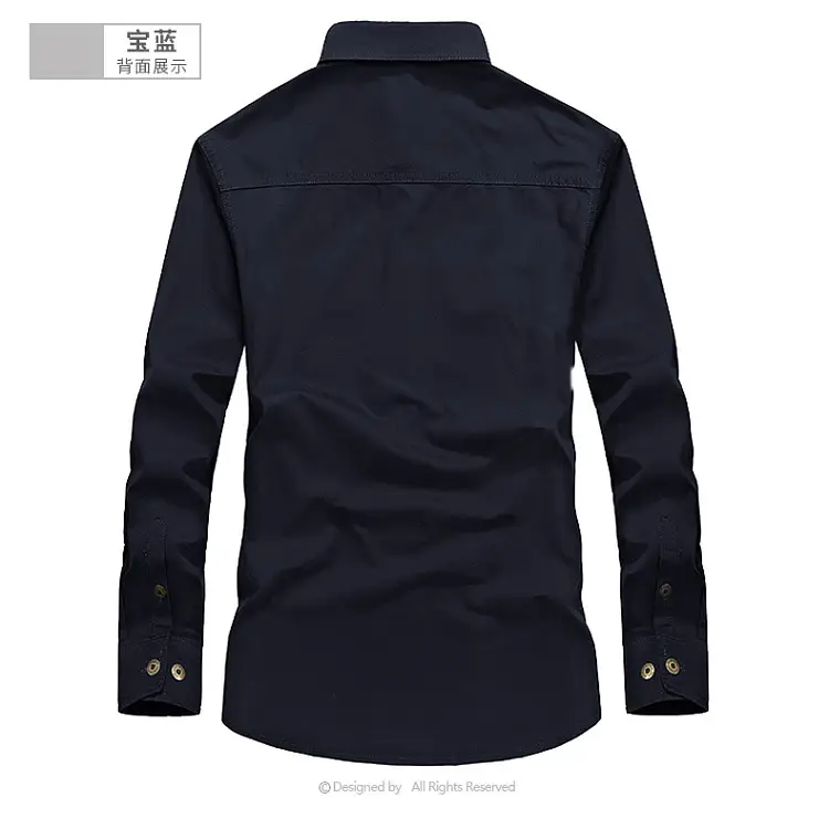 Men's 2023 Pure Cotton Beige Long Sleeve Shirt — feature 8