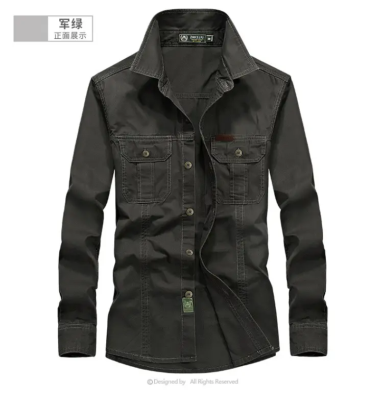 Men's 2023 Pure Cotton Beige Long Sleeve Shirt — feature 9