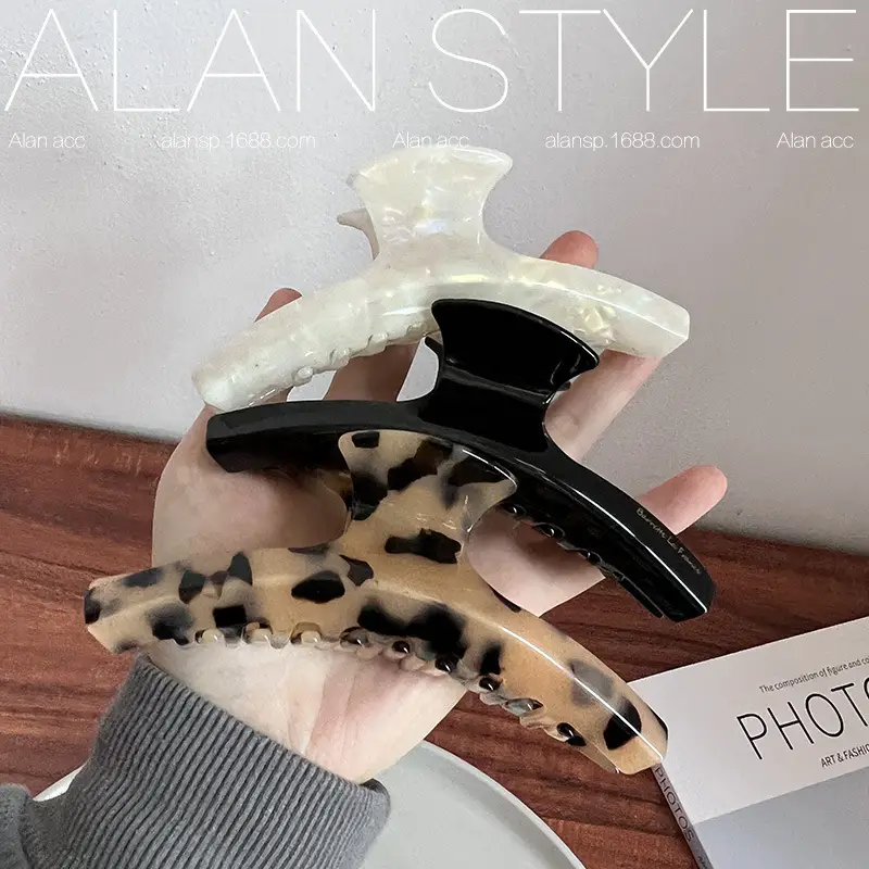 Oversize Japanese Korean French Acetic Acid Hair Grip Clips Shark Clip — feature 12