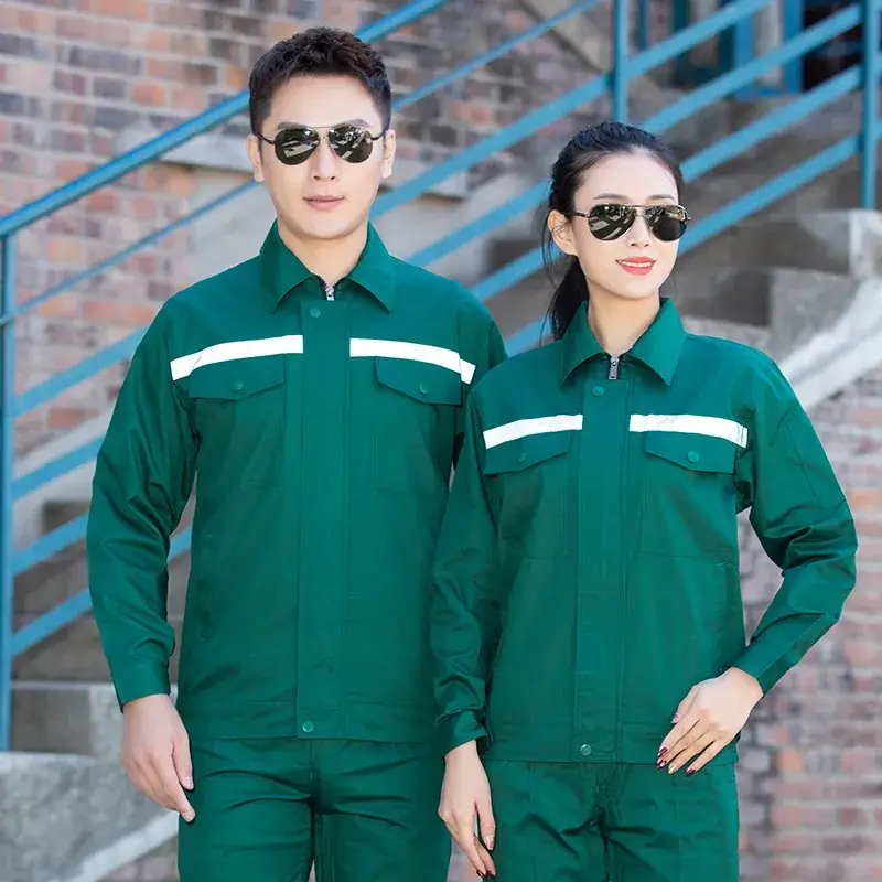 Green Long Sleeve Work Suit for Men & Women Road Bridge Auto Repair - Image 4