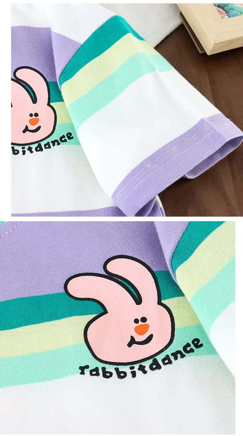 Children's Striped Cotton T-Shirt Set for Girls — feature 32