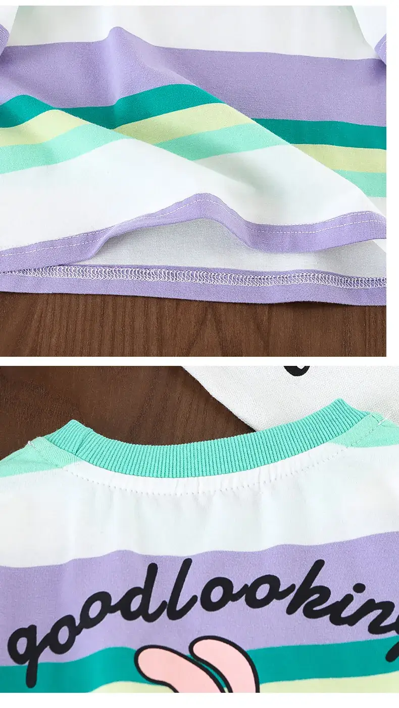 Children's Striped Cotton T-Shirt Set for Girls — feature 33