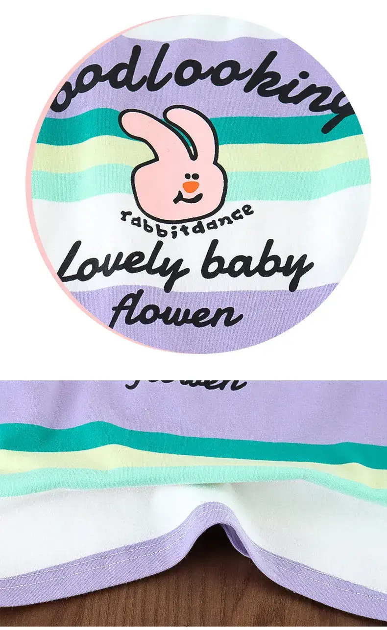 Children's Striped Cotton T-Shirt Set for Girls — feature 34