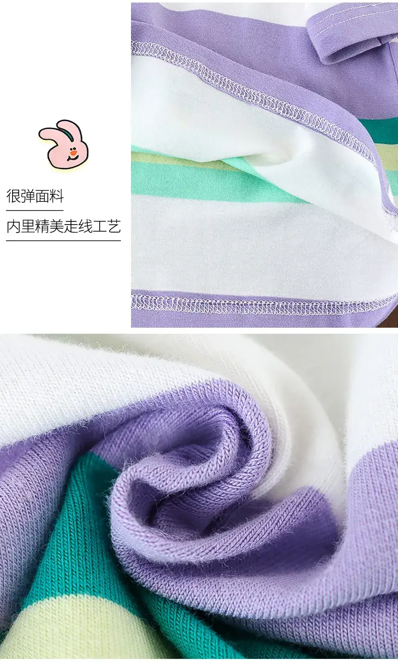 Children's Striped Cotton T-Shirt Set for Girls — feature 35