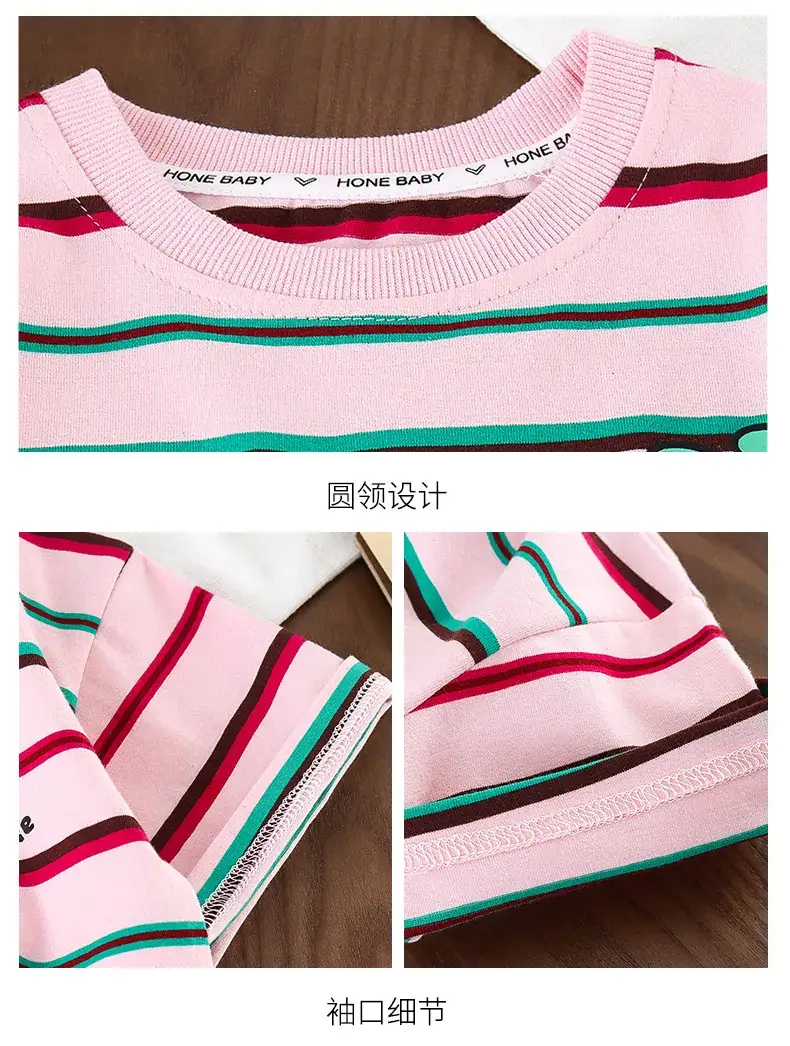 Children's Striped Cotton T-Shirt Set for Girls — feature 37
