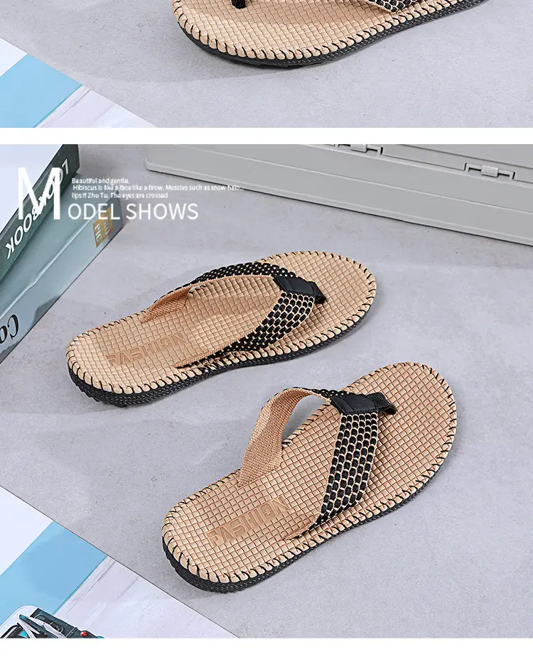 Men's Vietnamese Linen Flip Flops Summer Non-Slip Beach Shoes — feature 19