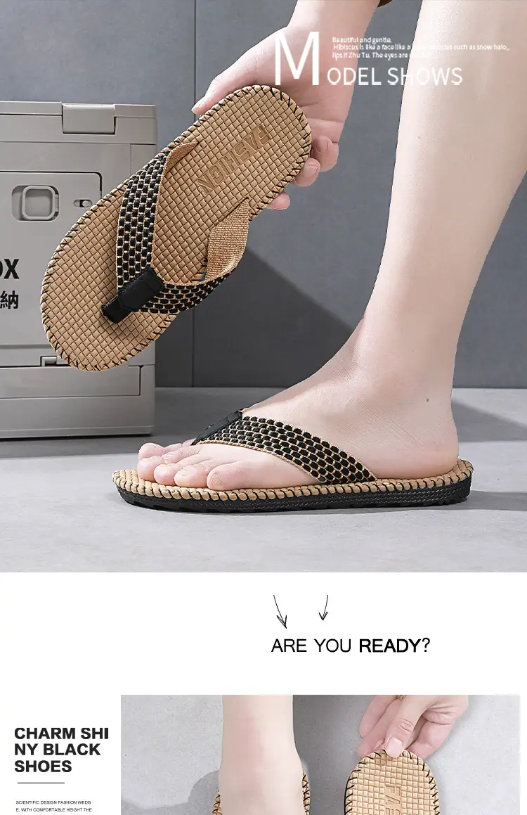 Men's Vietnamese Linen Flip Flops Summer Non-Slip Beach Shoes — feature 7
