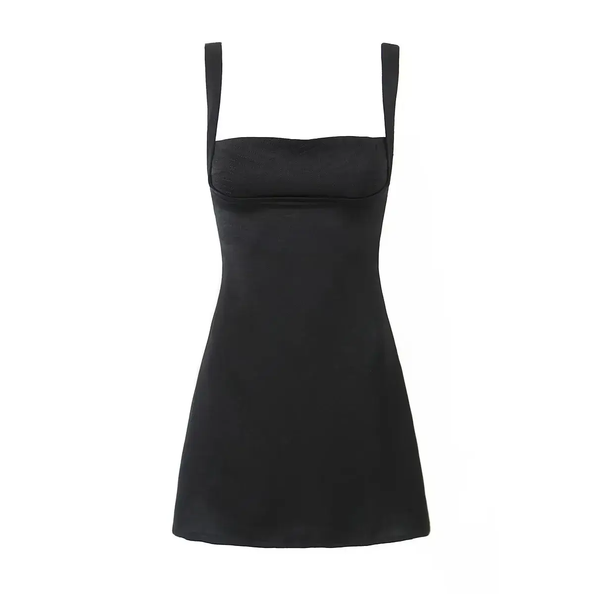 Black Slip Skirt Women 2023 Summer Square Collar Slim Fit