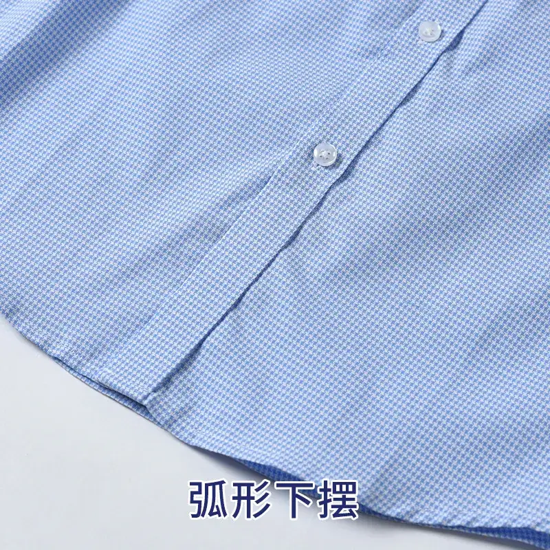 Boys Houndstooth Blue Pure Cotton Short Sleeve Shirt - Image 5