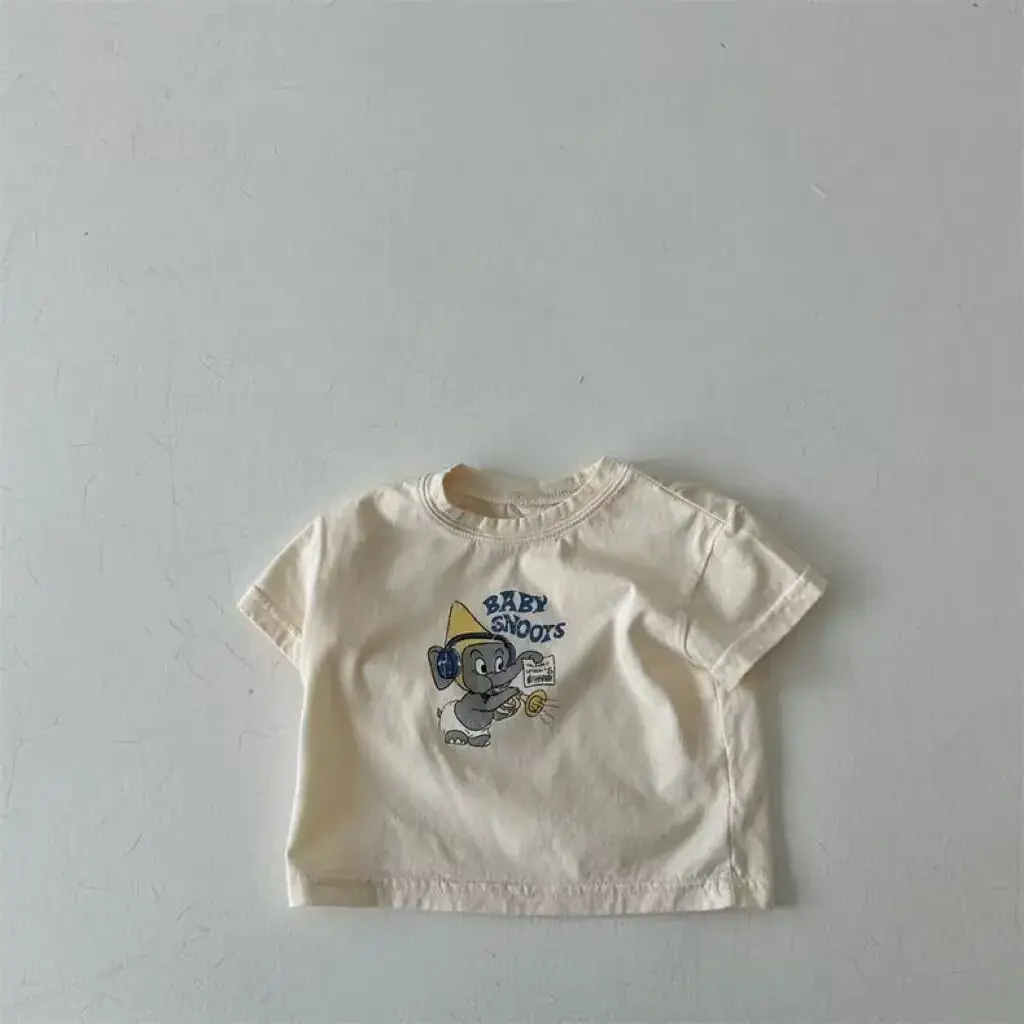 Kids Cartoon T-Shirts White Blue Soft Cotton Summer - Image 2