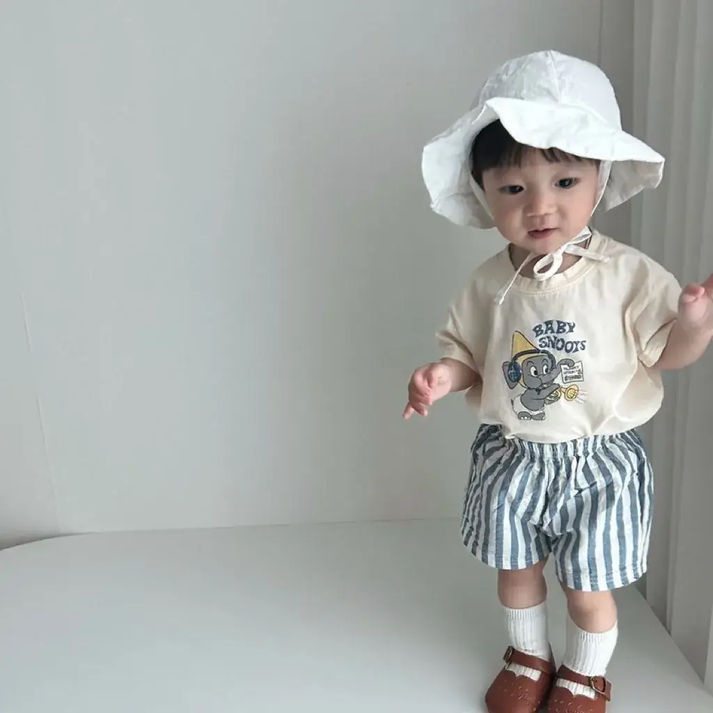 Kids Cartoon T-Shirts White Blue Soft Cotton Summer — feature 13