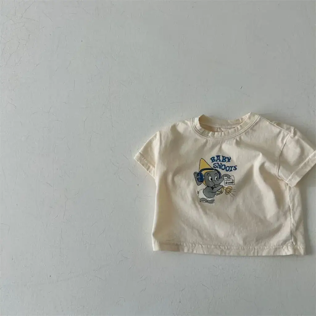 Kids Cartoon T-Shirts White Blue Soft Cotton Summer — feature 2