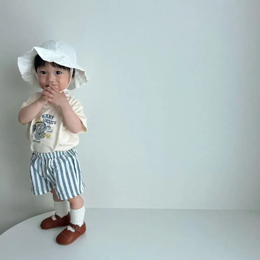 Kids Cartoon T-Shirts White Blue Soft Cotton Summer — feature 3