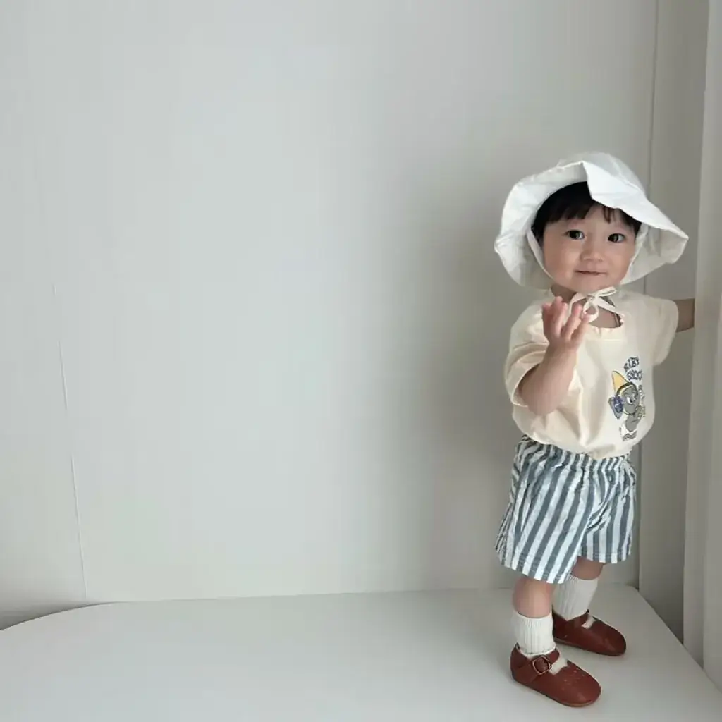 Kids Cartoon T-Shirts White Blue Soft Cotton Summer — feature 4