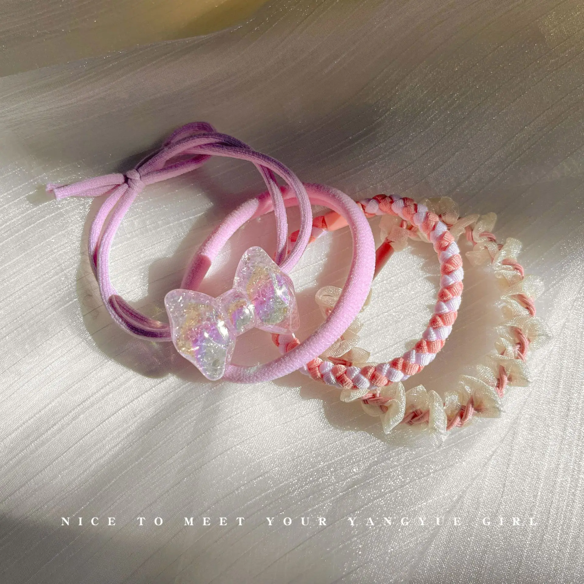 Pink Elastic Hair Bands for Women's Hair Accessories - Image 14