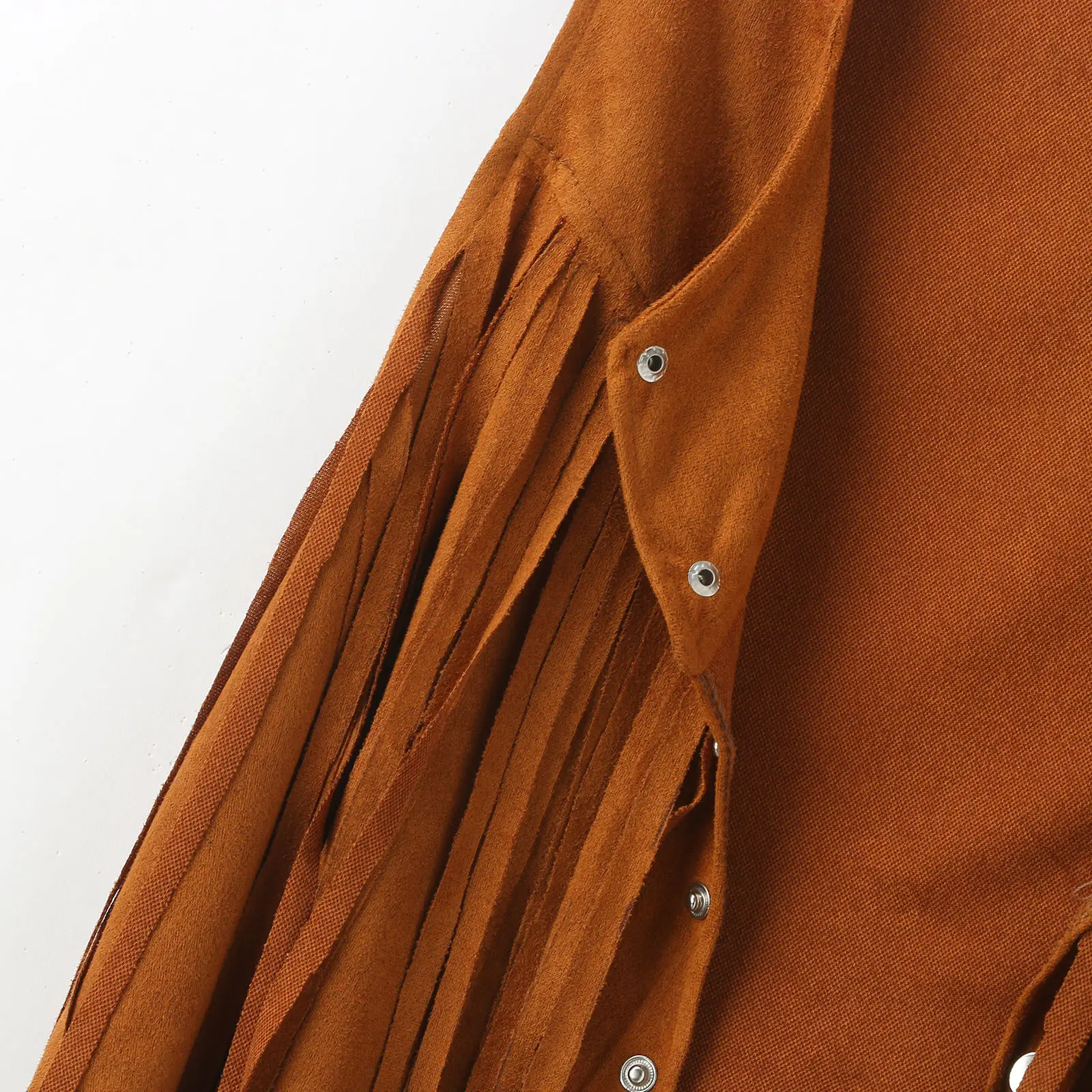 Women's Maroon Fringe Suede Vest with Button Front — feature 11