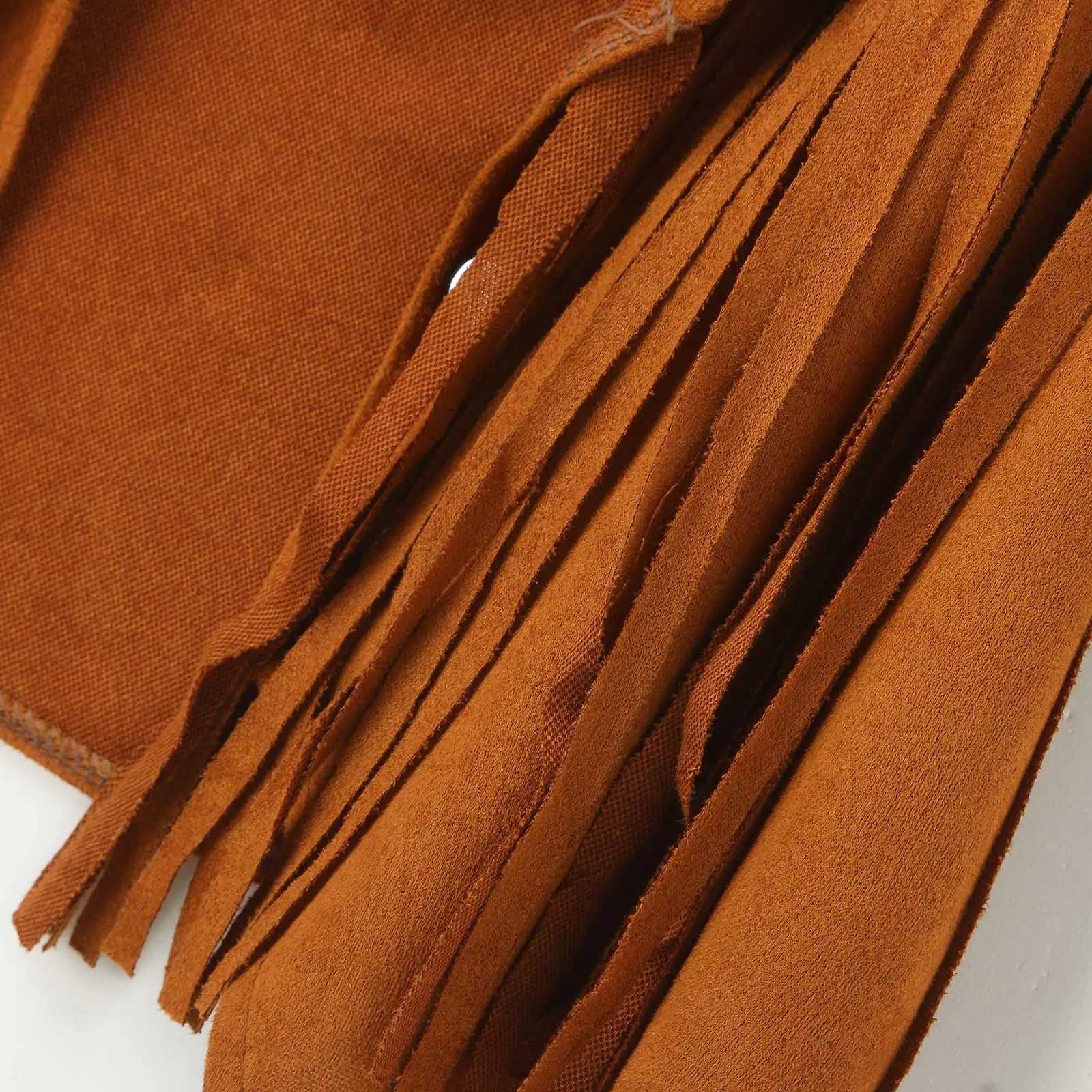 Women's Maroon Fringe Suede Vest with Button Front — feature 12