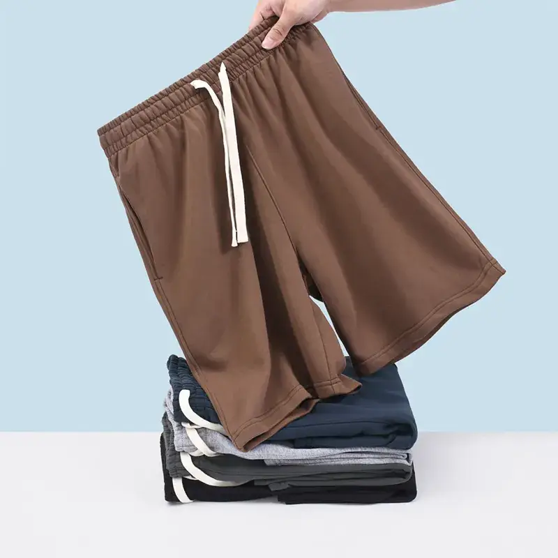 Men 360g Cotton Shorts Black Grey Blue Brown - Image 7