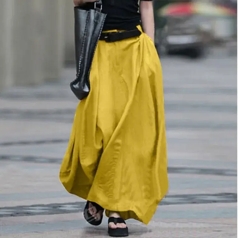 Linen Long Skirt Loose Large Hem Summer 2025 - Image 4