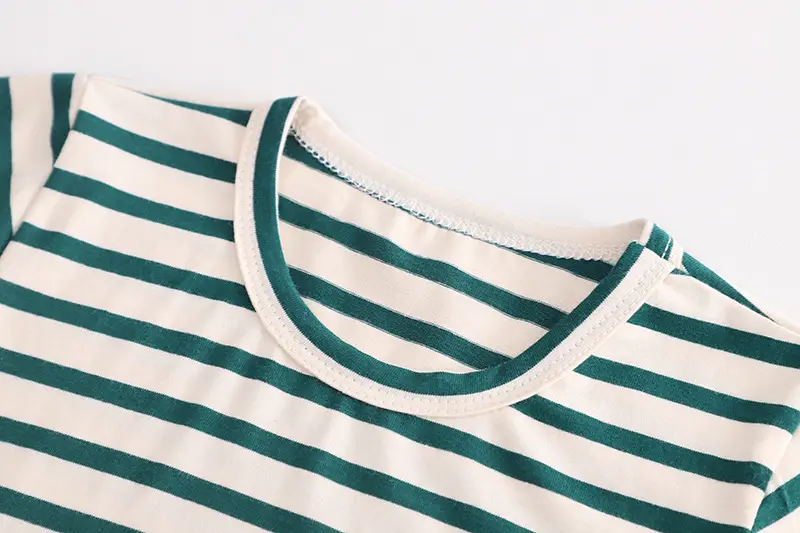 Boys Striped Shorts T-Shirt Set Green Cat Print Summer Wear — feature 6