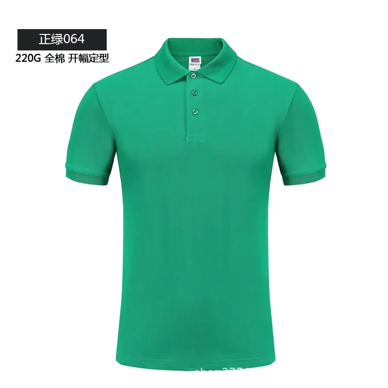 Men Blue Cotton Polo Shirt 220g Short Sleeve - Image 9